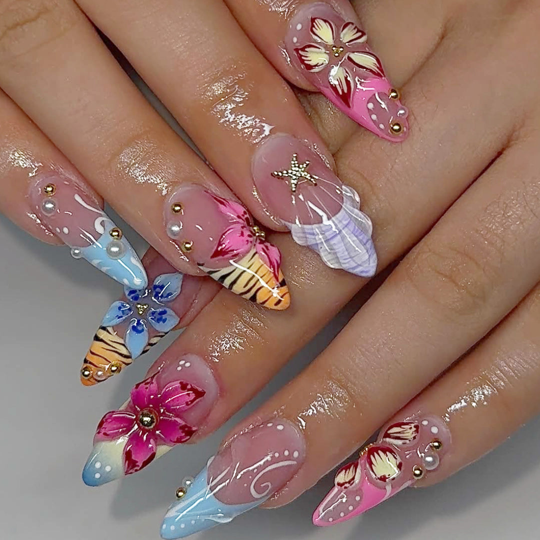 Artistic 3D Floral Nail Extensions Kalsten