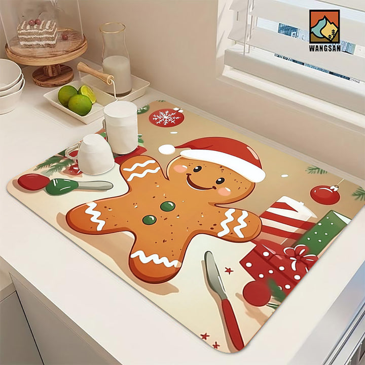 Festive Christmas-Themed Kitchen Mat