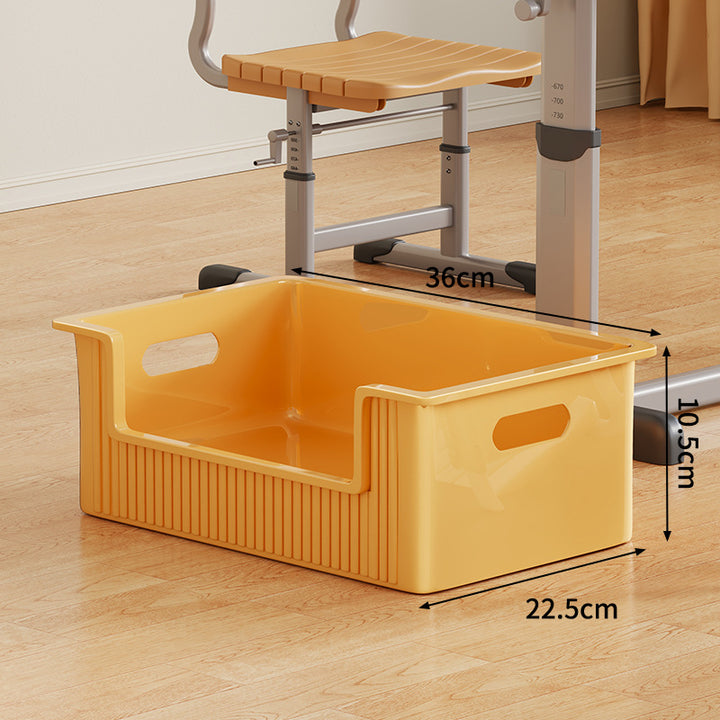 Low-Profile Wheeled Under-Desk Storage Bin with Cutout Handles