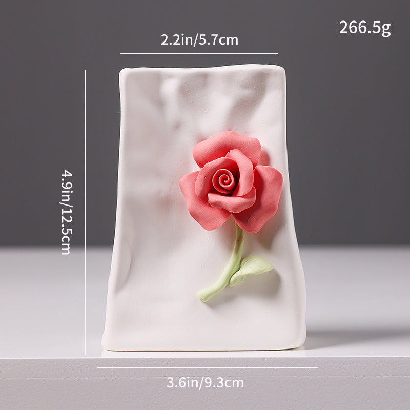 Decorative Floral Relief Ceramic Vase Kalsten