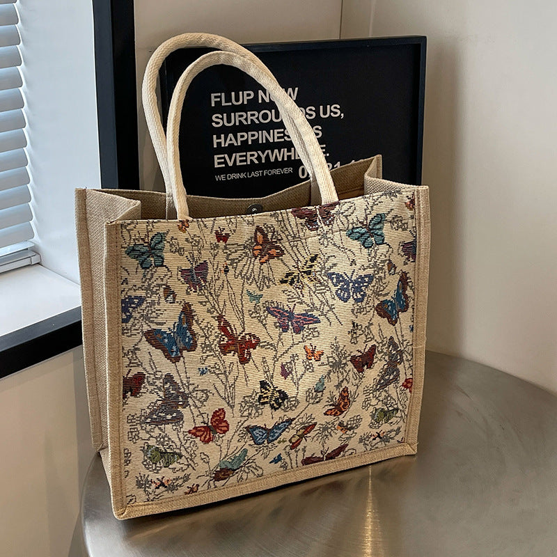 Decorative Butterfly Print Tote Bag