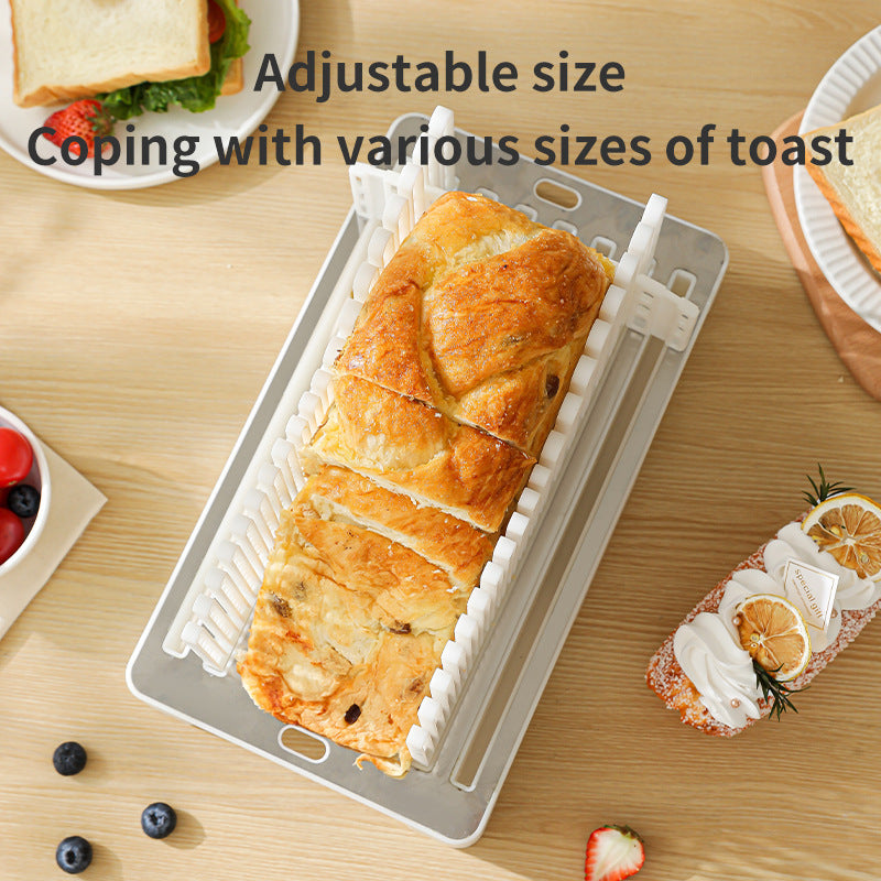 Adjustable Bread and Toast Slicing Guide with Slot Dividers and Removable Drip Tray