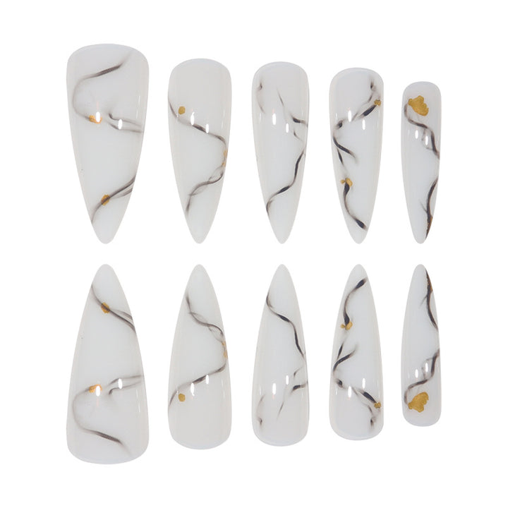 Marbled Design Elegant Stiletto Press-On Nails Kalsten