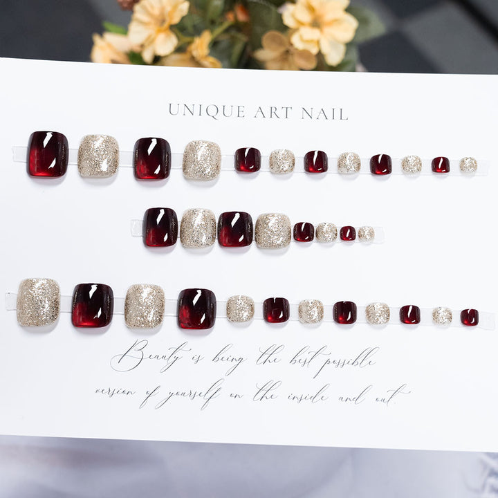 Glittering Rhinestone Pedicure Nail Art