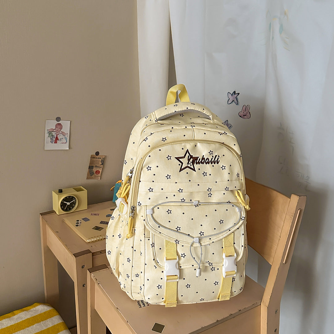 Star-Embellished Casual School Backpack Kalsten
