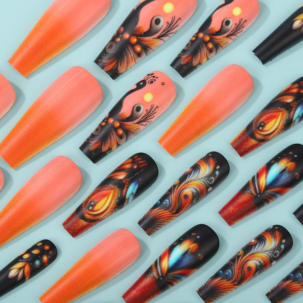 Creative Nail Art Set with Colorful Feather Designs Kalsten