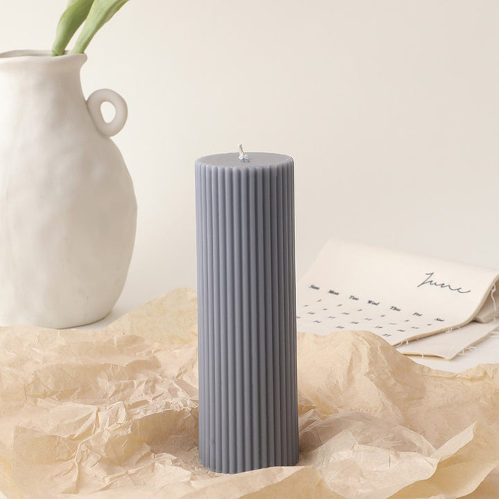 Ribbed Tall Pillar Candle for Home Decor & Events