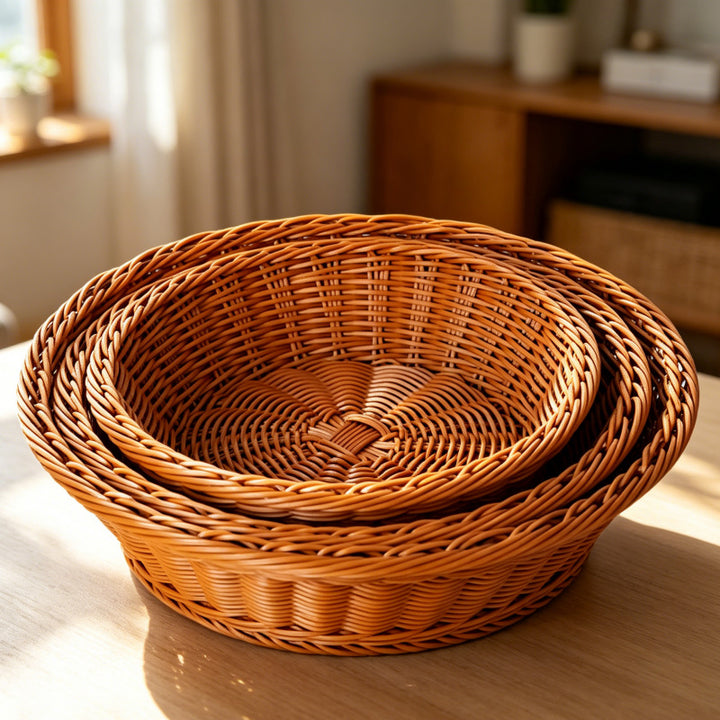 Round Decorative Woven Fruit Serving Basket Kalsten
