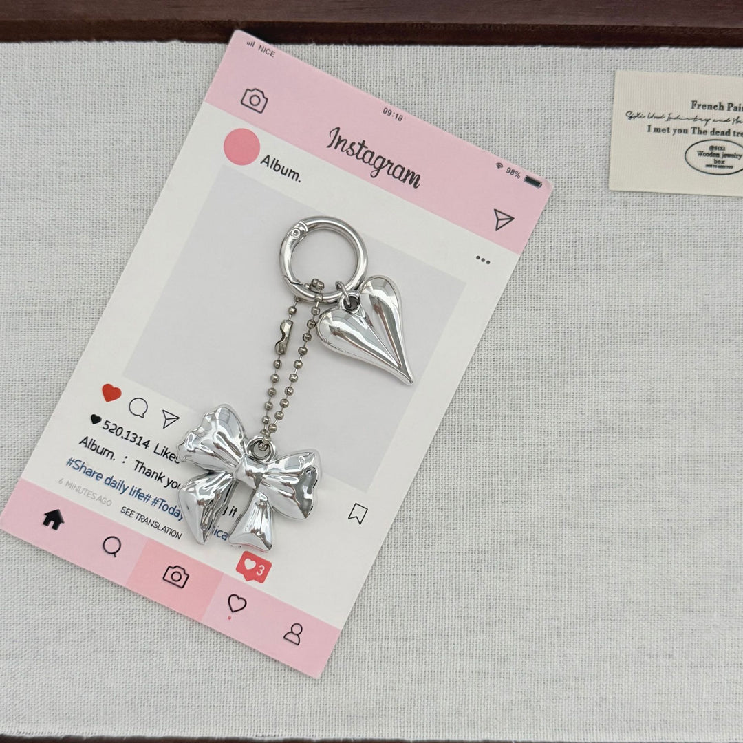 Heart-Shaped Charm Keychain with Bow Kalsten