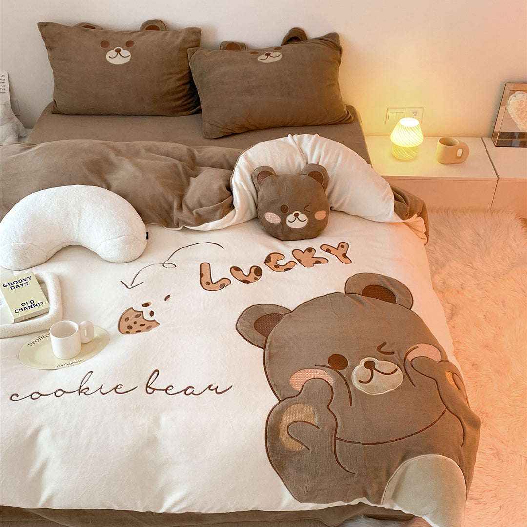 Children's bedding set with appliquéd ballerina bunny, soft microfiber and decorative pillow