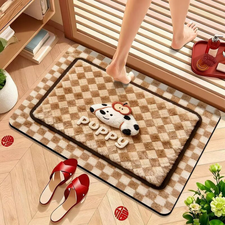 Cute Puppy-Themed Plush Bath Mat Kalsten
