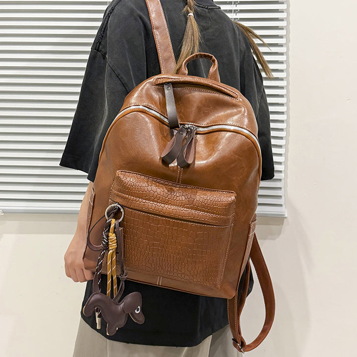 Stylish Crocodile-Patterned Leather Backpack Kalsten