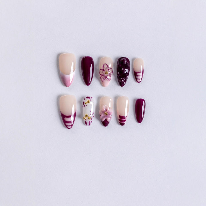 Floral Themed Press-On Nail Art