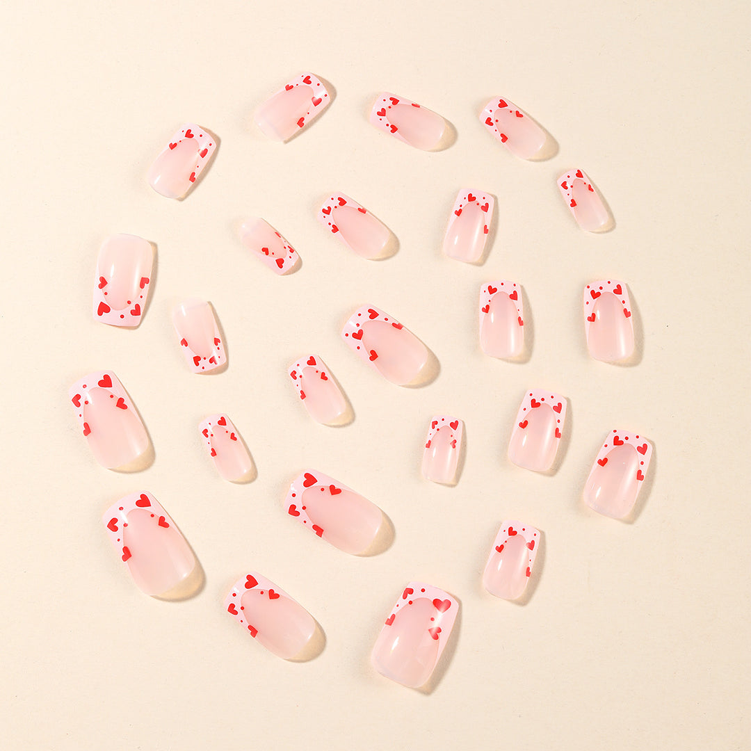 Heart-Accent Acrylic Nail Extensions Kalsten