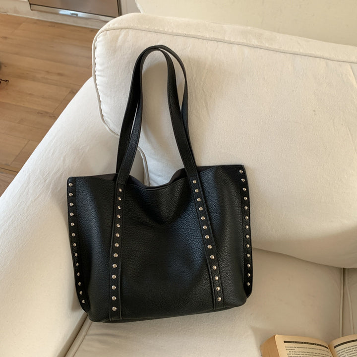 Stylish Studded Leather Tote Bag