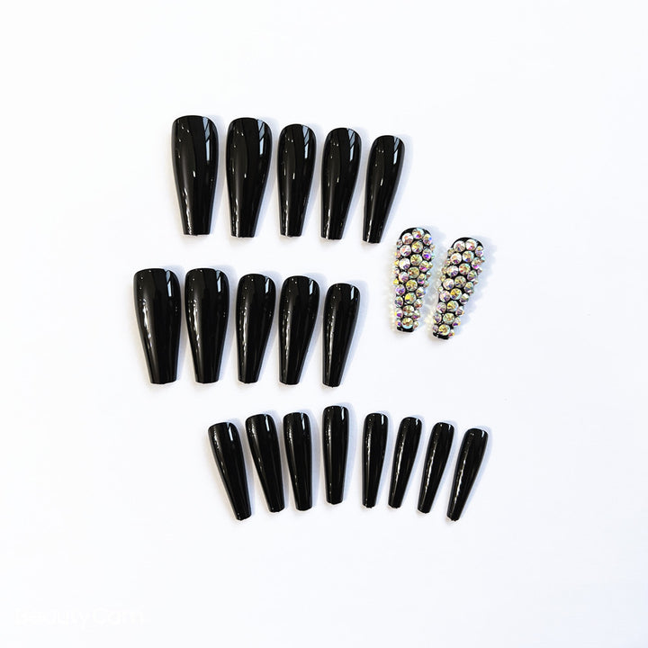 Glamorous Long Stiletto Press-On Nail Set with Rhinestone Accents