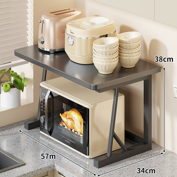 Compact Two-Tier Kitchen Microwave and Appliance Stand with Heat-Resistant Top and Open Lower Storage
