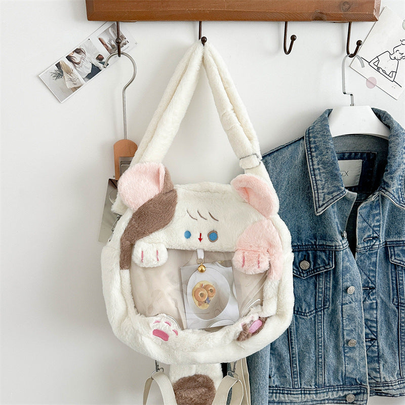 Plush handbag with transparent window Kalsten