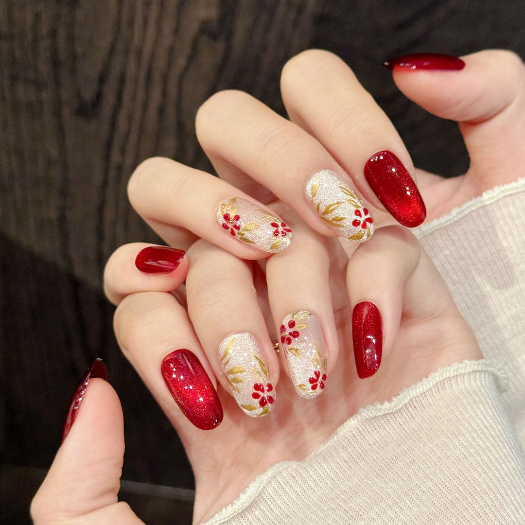 Artistic Floral Press-On Nail Set  1791773601