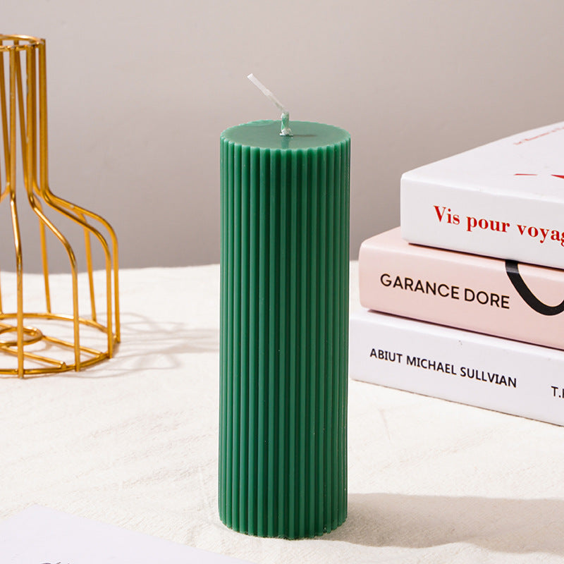 Ribbed Tall Pillar Candle for Home Decor & Events