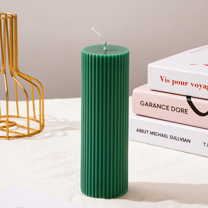 Ribbed Tall Pillar Candle for Home Decor & Events
