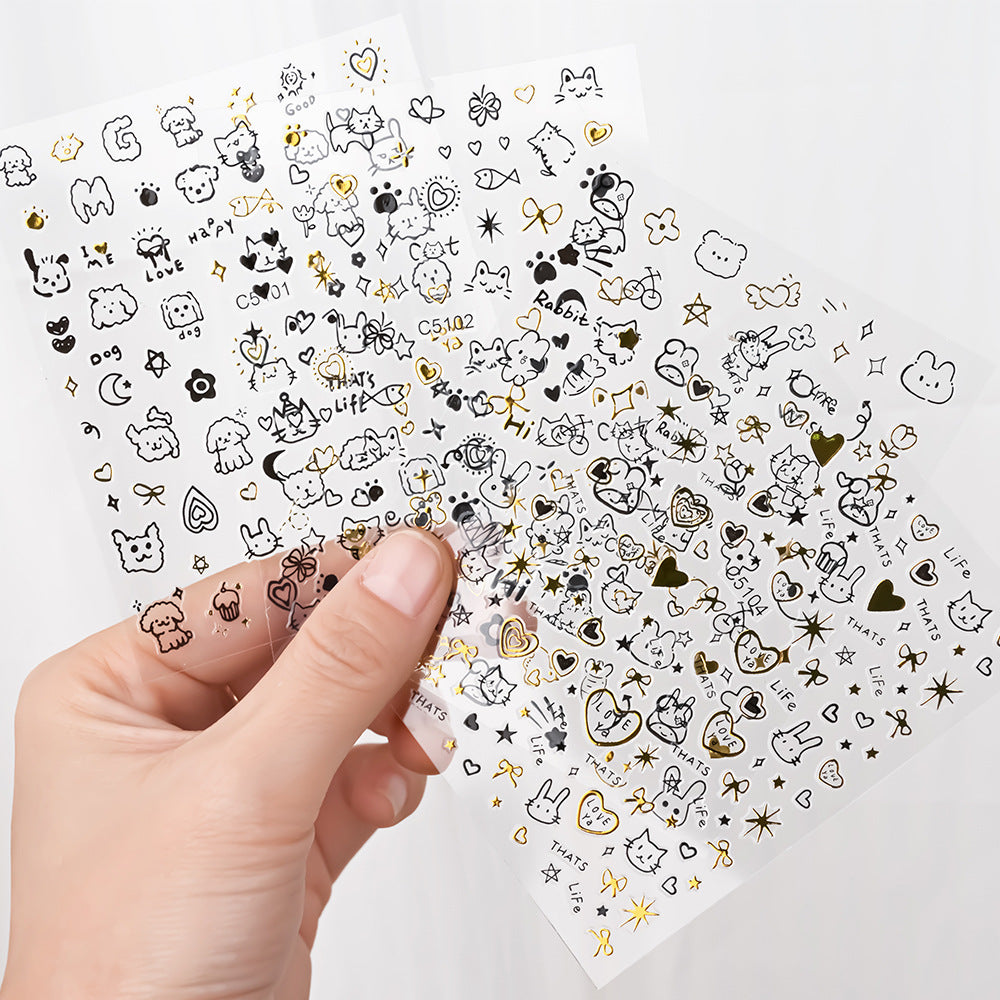 Cat-Themed Nail Art Stickers