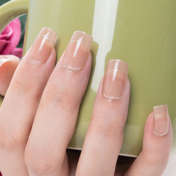 Elegant Press-On Nails with Glitter Accents