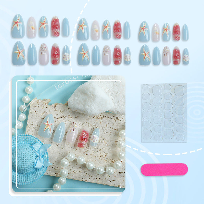 Shell-Inspired Decorative Press-On Nails