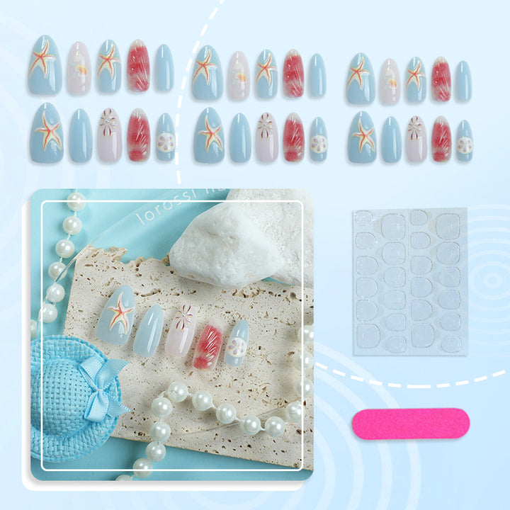 Shell-Inspired Decorative Press-On Nails