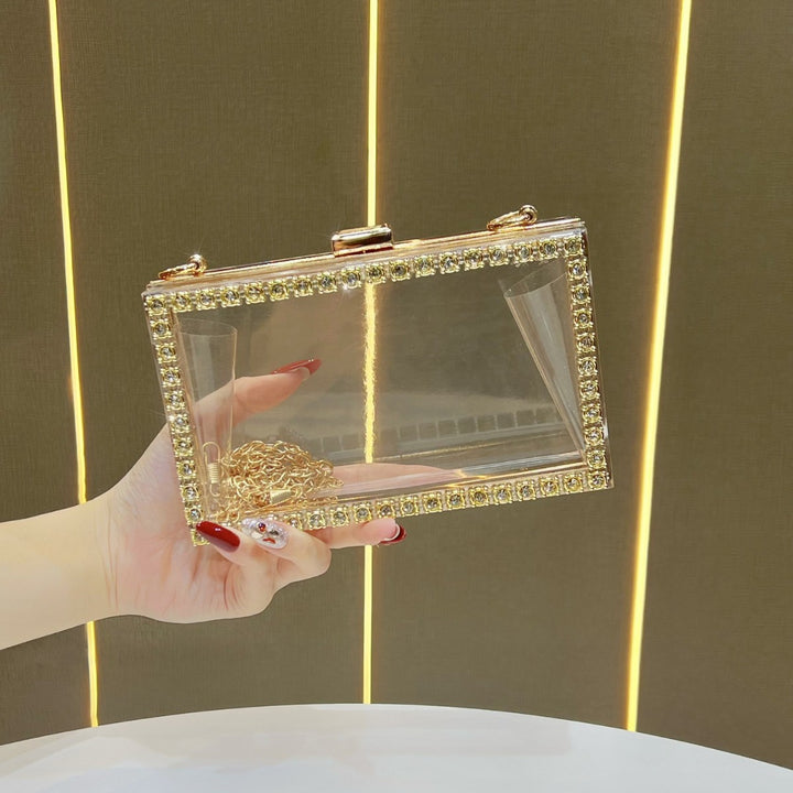 Crystal-Accented Clear Evening Clutch