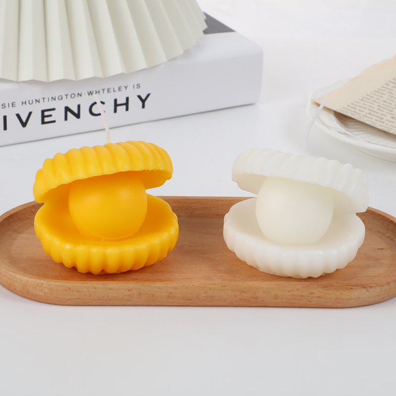 Clam-Shell Pearl Decorative Tabletop Candle