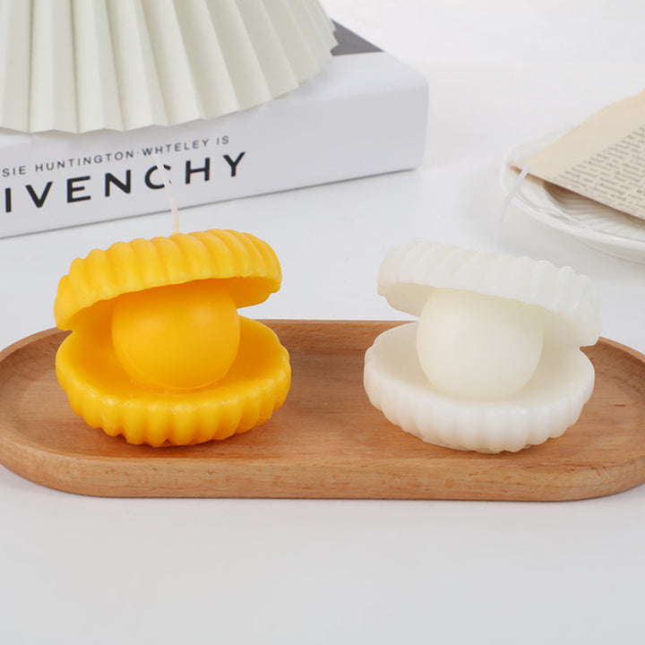 Clam-Shell Pearl Decorative Tabletop Candle
