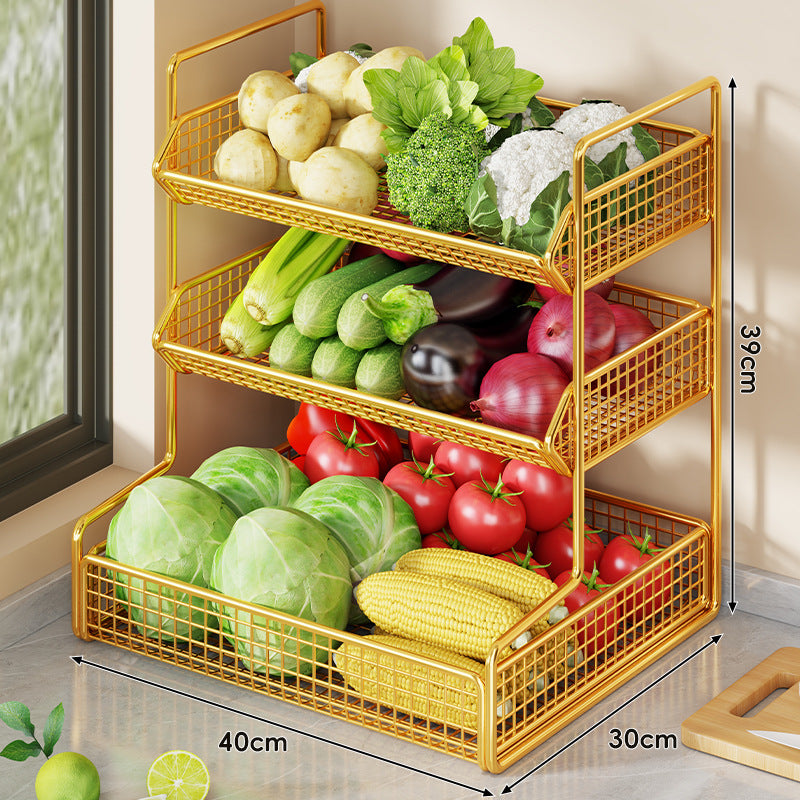 Multi-Tier Wire Mesh Kitchen Pantry Storage Organizer Rack