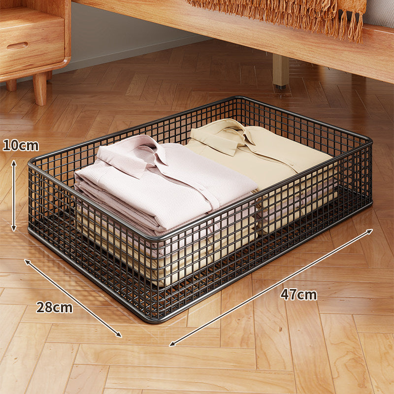 Underbed Low-Profile Metal Mesh Storage Drawer on Casters