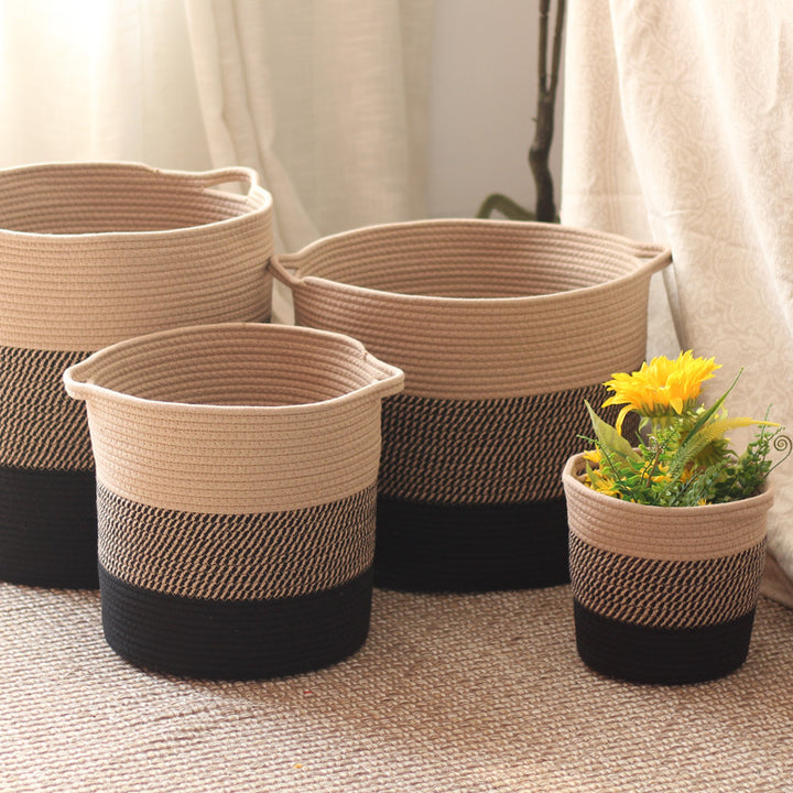Stylish storage bucket made of woven natural material Kalsten