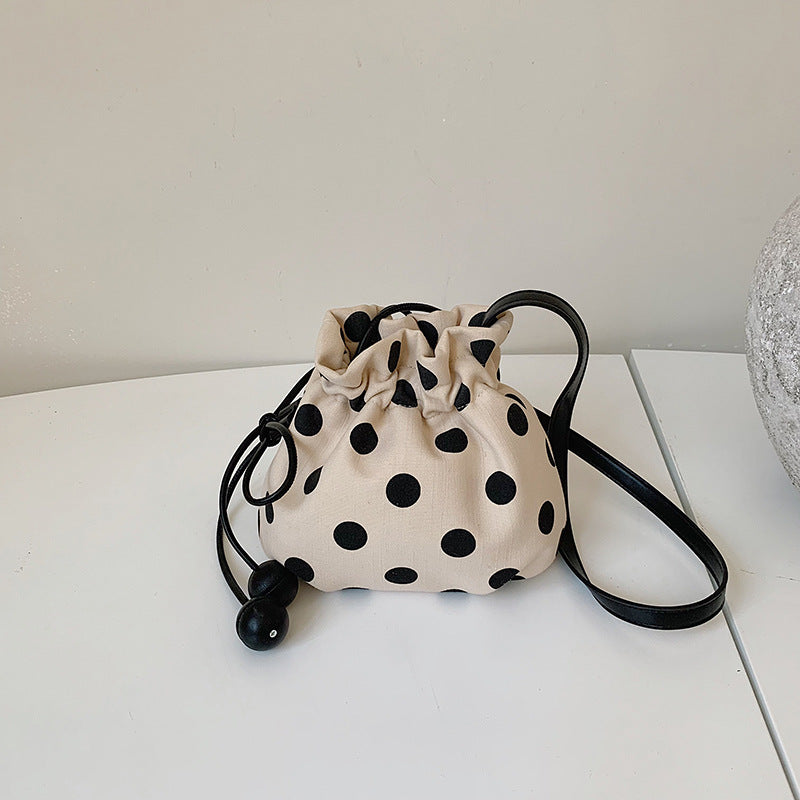 Polka Dot Drawstring Handbag