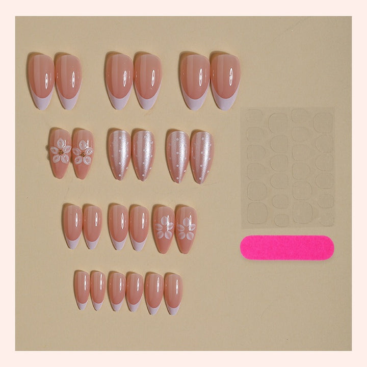 Artificial nail set with elegant flower and glitter designs Kalsten