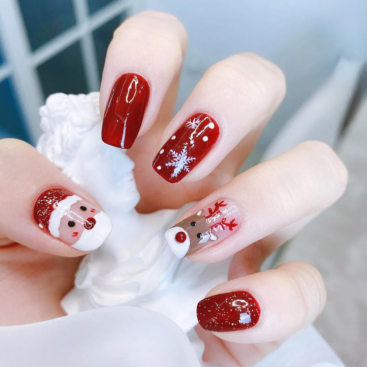 Festive Artificial Nail Set with Christmas Designs Kalsten