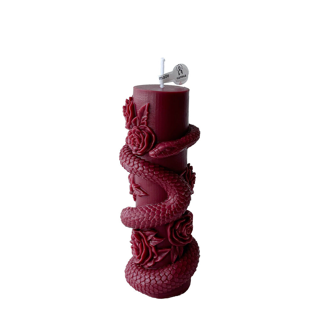 Artistic Snake and Rose Candle