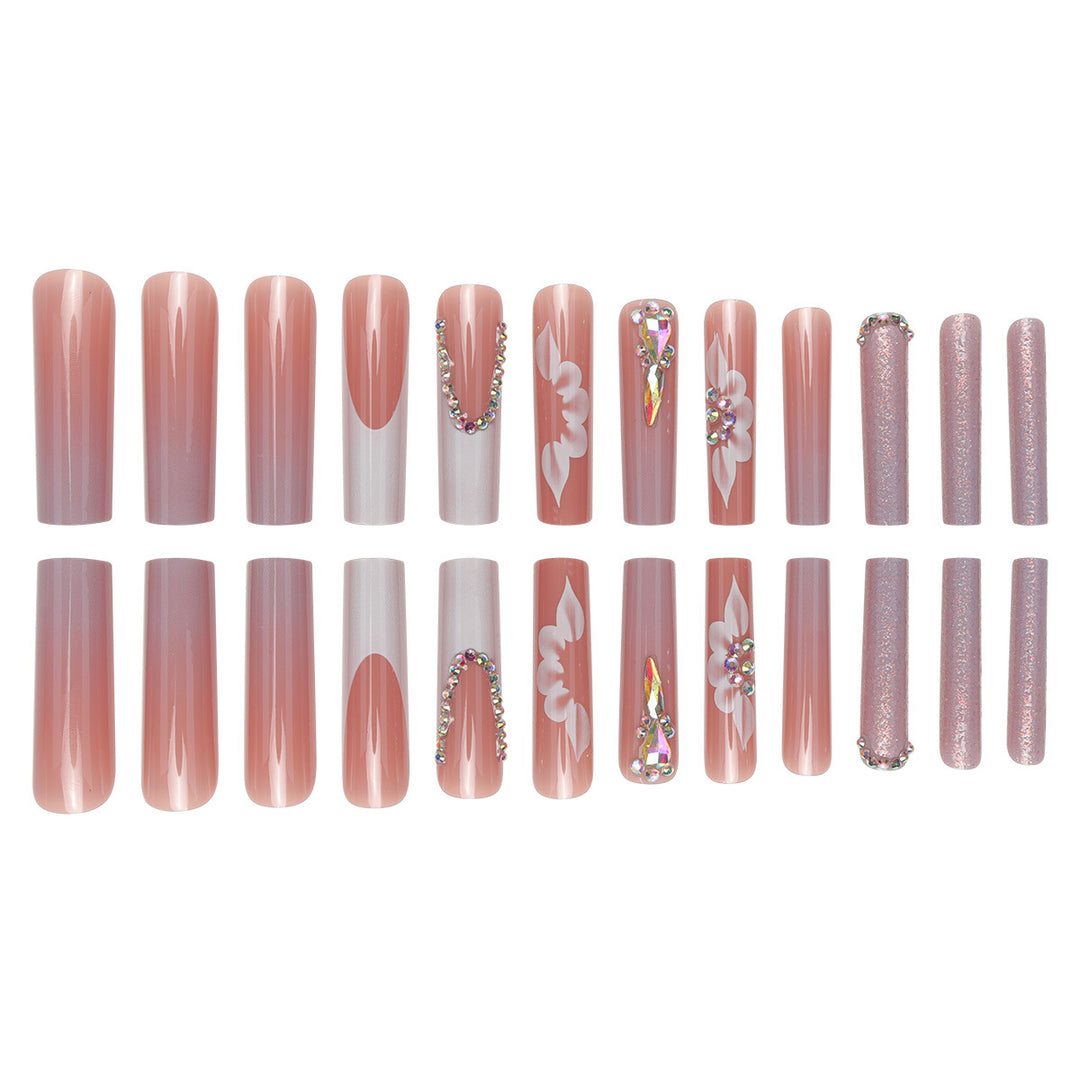 Elegant Floral Design Long Press-On Nails Kalsten
