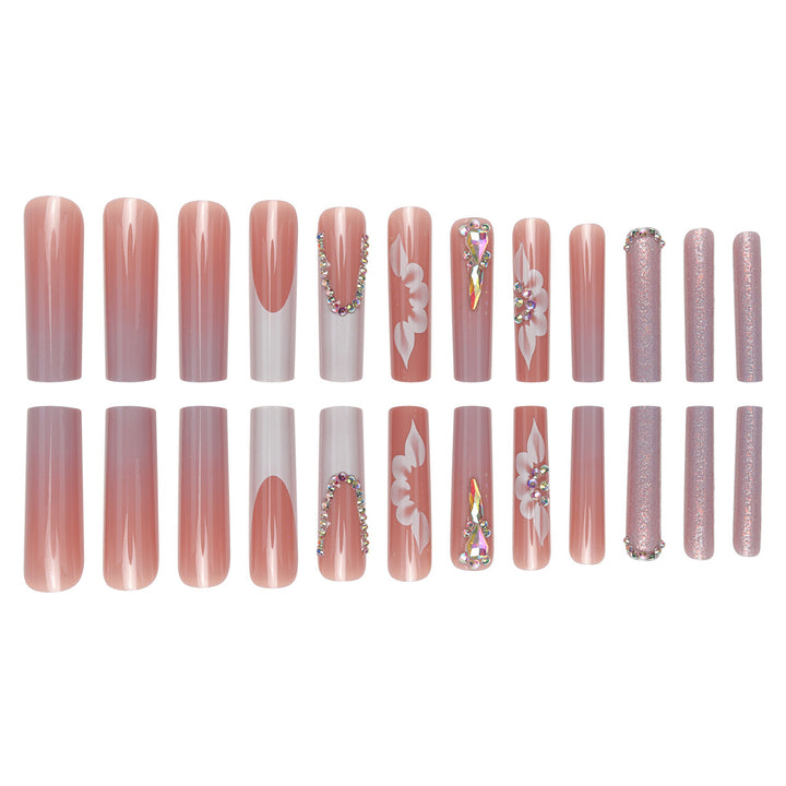 Elegant Floral Design Long Press-On Nails Kalsten