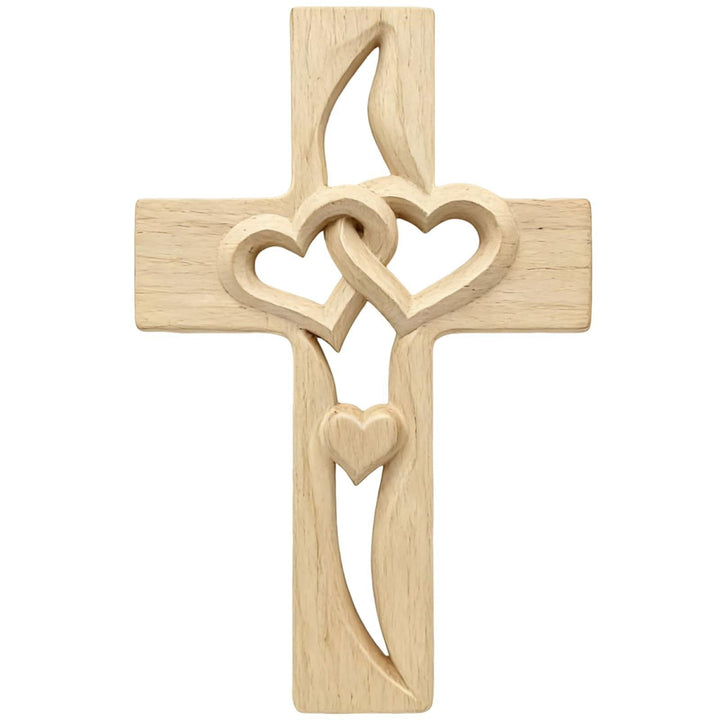 Wooden Heart-Embellished Cross Decoration Kalsten