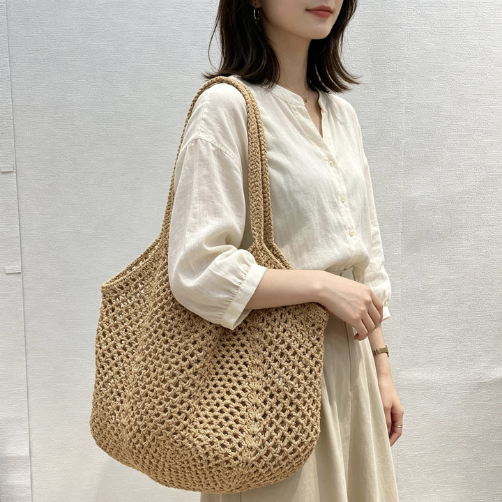 Hand-knotted tote bag in modern net design Kalsten