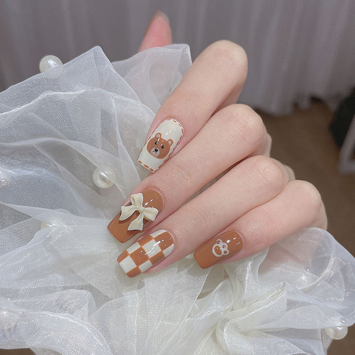 Playful Bear-Themed Nail Art