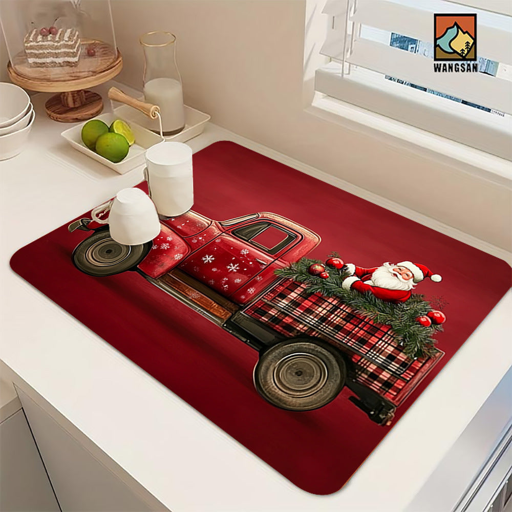 Festive Christmas-Themed Kitchen Mat