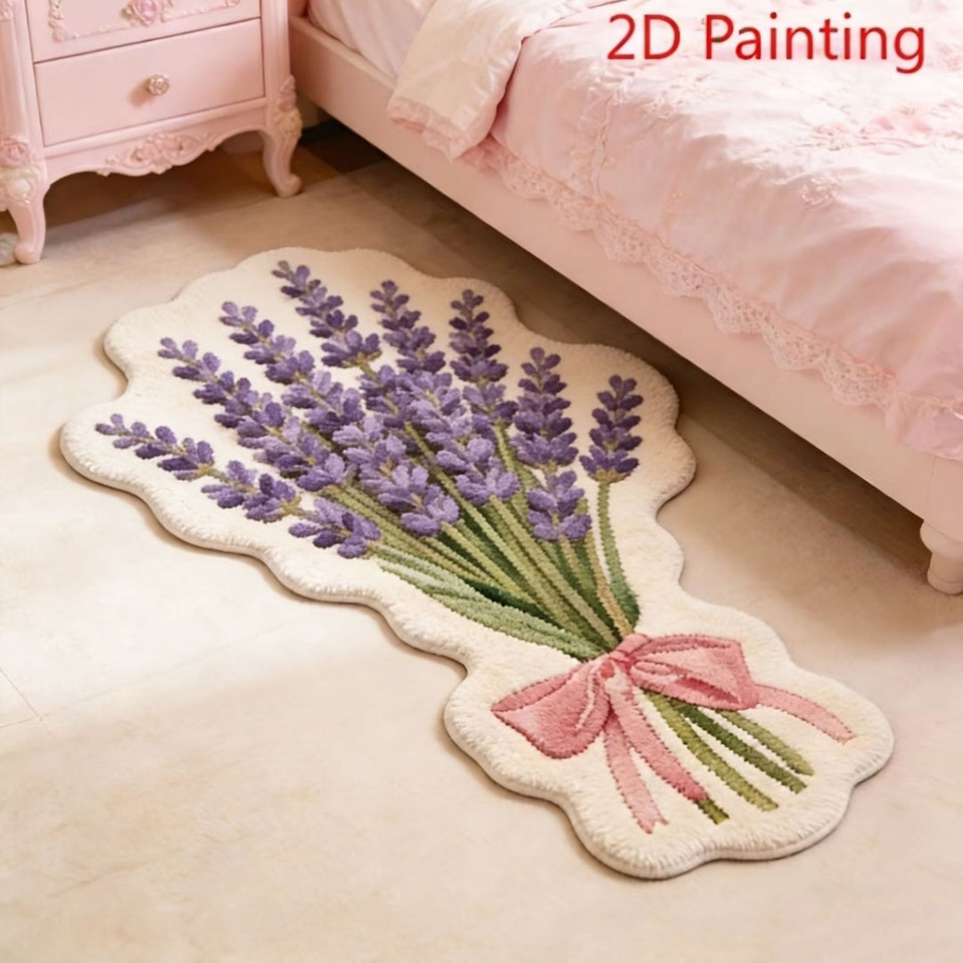 Floral Lavender-Themed Area Rug for Home