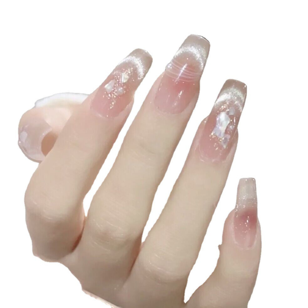 Elegant Press-On Nail Art Set with Glittering Tips Kalsten