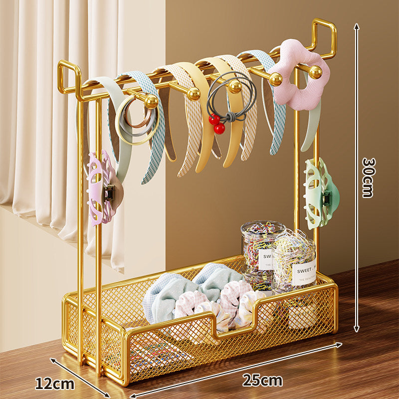 Headband and Hair Accessory Organizer Stand with Mesh Storage Tray
