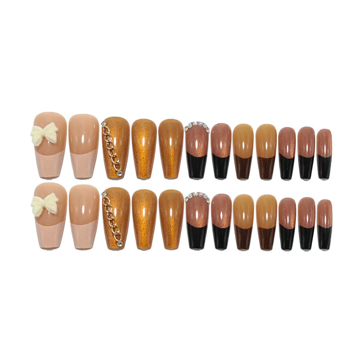Glamorous artificial nails with glittering design and elegant embellishments Kalsten