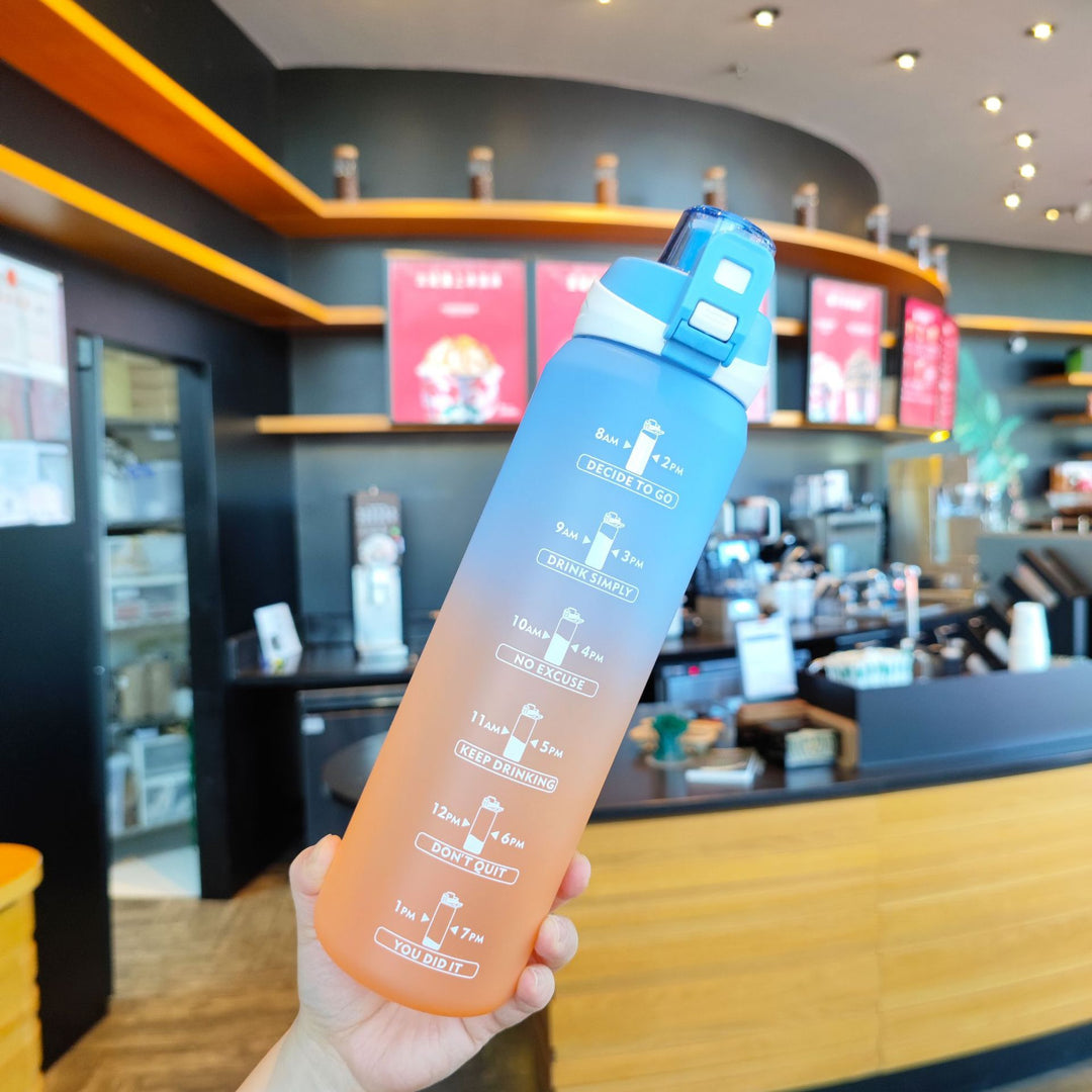 Women's Motivational Water Bottle with Unique Time Marking and Secure Closure Kalsten